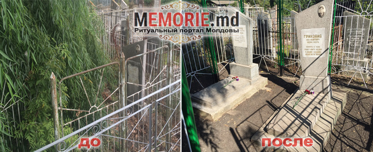 Сравнение до и после уборки захоронения