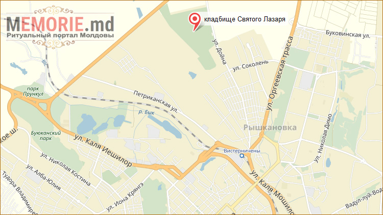 Карта проезда на кладбище Дойна в Кишиневе